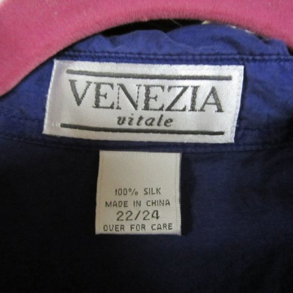 VTG VENEZIA VITALE 100% SILK, DK PURPLE, BUTTON DOWN BLOUSE, W/POCKETS, 22/24 - Picture 4 of 7